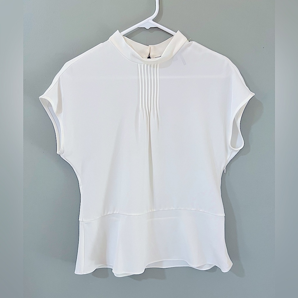DKNY Womens Ivory Sleeveless Mandarin Collar Top size extra small